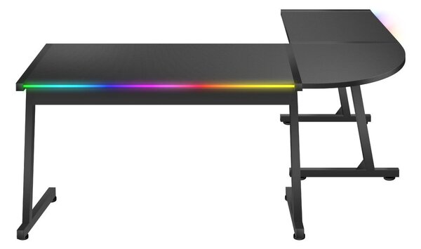 Rohový PC stolek Hyperion 6.0 (černá + vícebarevná) (s LED osvětlením)