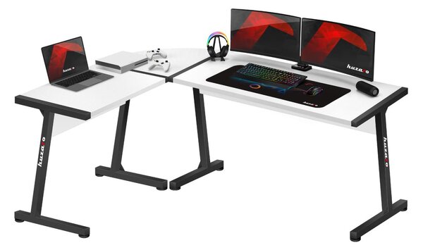 Rohový PC stolek Hyperion 6.0 (černá + bílá)