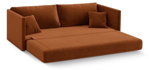 Sametová rozkládací pohovka v terakotové barvě 209 cm Shannon – Cosmopolitan Design
