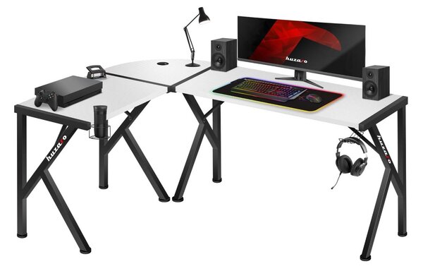 Rohový PC stolek Hyperion 6.3 (černá + bílá)