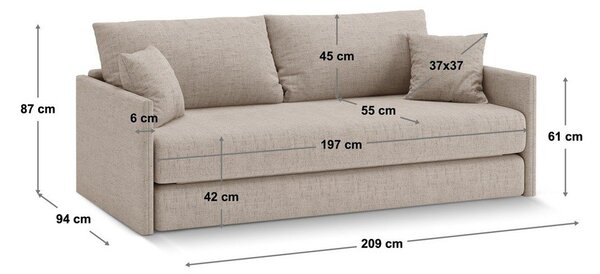 Světle hnědá žinylková rozkládací pohovka 209 cm Shannon – Cosmopolitan Design