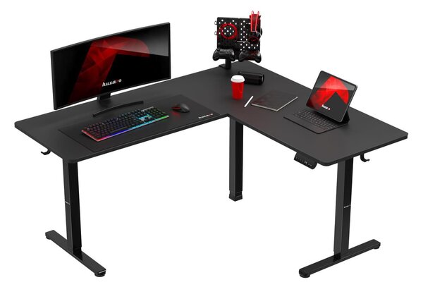 Elektricky nastavitelný Rohový PC stolek Hyperion 9.5 (černá)