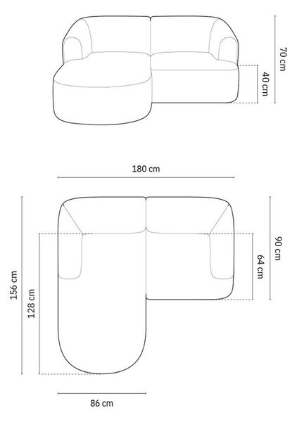 Zelená sametová rohová pohovka (levý roh/s lenoškou) Campi – Cosmopolitan Design