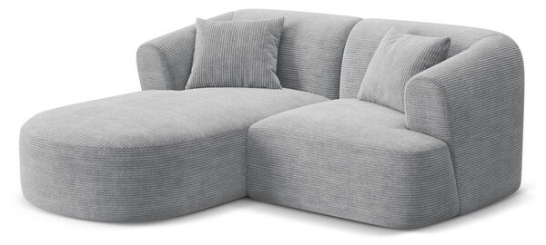 Světle šedá manšestrová rohová pohovka (levý roh/s lenoškou) Campi – Cosmopolitan Design