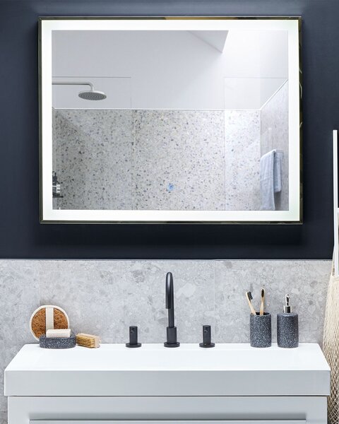 LED koupelnové zrcadlo ARGENS 90 cm 70 cm Stříbrná
