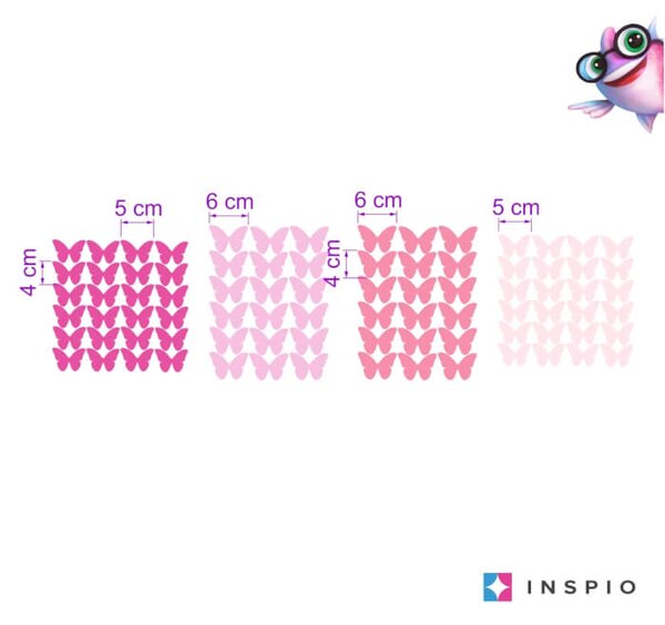 INSPIO Motýlky v růžovém provedení - samolepky na zeď pro dívku