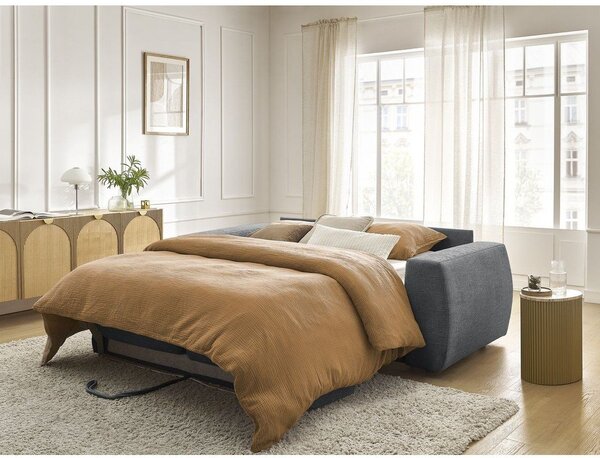 Tmavě šedá žinylková pohovka na každodenní spaní/rozkládací 220 cm Hugo – Bobochic Paris
