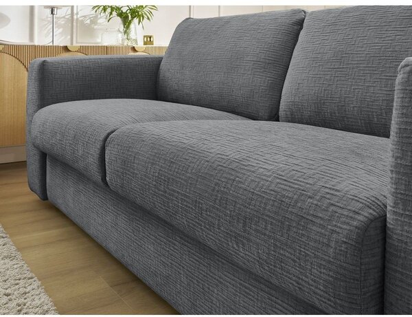 Tmavě šedá žinylková pohovka na každodenní spaní/rozkládací 220 cm Hugo – Bobochic Paris