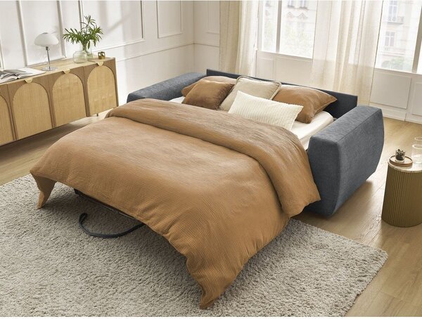 Tmavě šedá žinylková pohovka na každodenní spaní/rozkládací 220 cm Hugo – Bobochic Paris