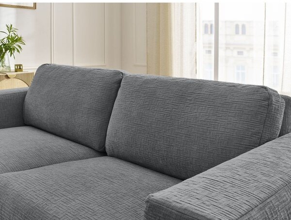 Tmavě šedá žinylková pohovka na každodenní spaní/rozkládací 220 cm Hugo – Bobochic Paris