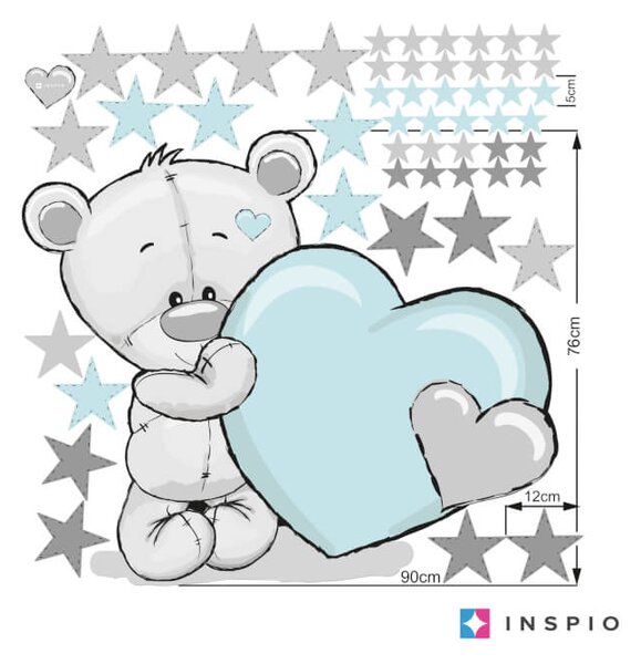 INSPIO Přelepitelná dětská samolepka na stěnu - Medvídek se jménem