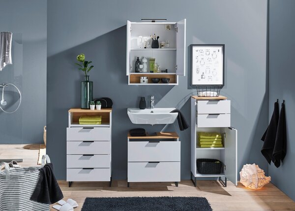 SKŘÍŇKA POD UMYVADLO, bílá, bílá, barvy dubu, 60/60/35 cm home24 - Koupelnové série, Online Only
