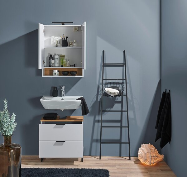 SKŘÍŇKA POD UMYVADLO, bílá, bílá, barvy dubu, 60/60/35 cm home24 - Koupelnové série, Online Only