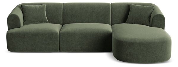 Zelená sametová rohová pohovka (pravý roh/s lenoškou) Campi – Cosmopolitan Design