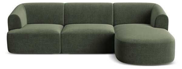 Zelená sametová rohová pohovka (pravý roh/s lenoškou) Campi – Cosmopolitan Design
