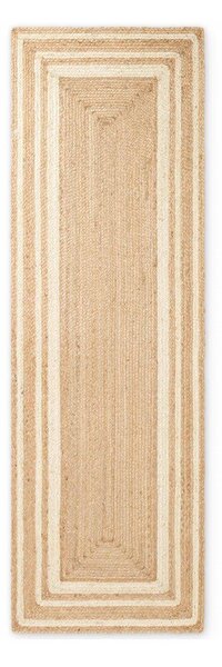 Krémový/v přírodní barvě oboustranný/ručně tkaný jutový běhoun 70x200 cm Jutta – Hanse Home