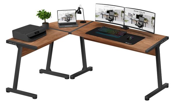 Rohový PC stolek Legend 5.5 (černá + ořech). Akce -6%