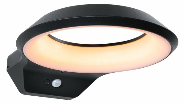 PAULMANN LED venkovní nástěnné svítidlo Anela pohybové čidlo neláká hmyz IP44 245x309mm 2200K 12W 230V antracit hliník