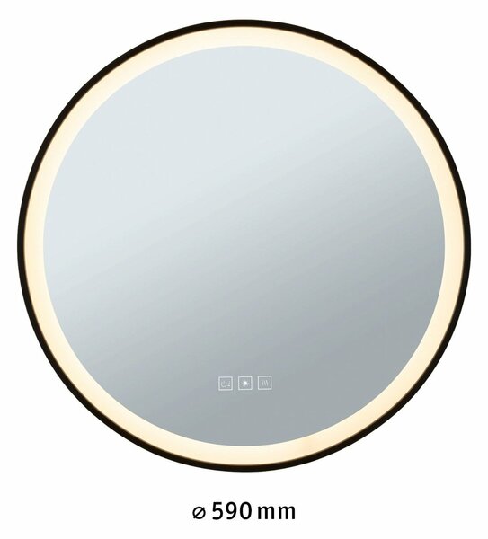 PAULMANN LED zrcadlo s osvětlením Mirra IP44 CCT 230V 11,5W stmívatelné černá/zrcadlo kulaté
