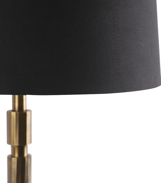 Stolní lampa v art deco stylu bronzová sčerným bavlněným stínítkem 45 cm - Torre