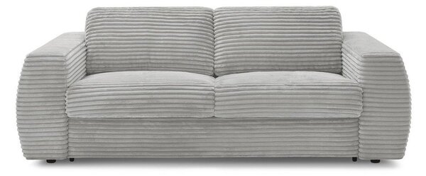 Světle šedá manšestrová pohovka na každodenní spaní/rozkládací 220 cm Hugo – Bobochic Paris