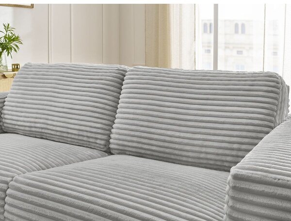 Světle šedá manšestrová pohovka na každodenní spaní/rozkládací 220 cm Hugo – Bobochic Paris