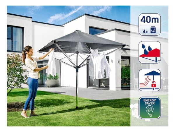 Venkovní sušák na prádlo ve stříbrné barvě 40 m LinoProtect 400 – LEIFHEIT