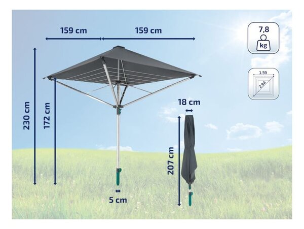 Venkovní sušák na prádlo ve stříbrné barvě 40 m LinoProtect 400 – LEIFHEIT