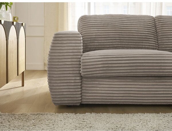 Taupe manšestrová pohovka na každodenní spaní/rozkládací 220 cm Hugo – Bobochic Paris