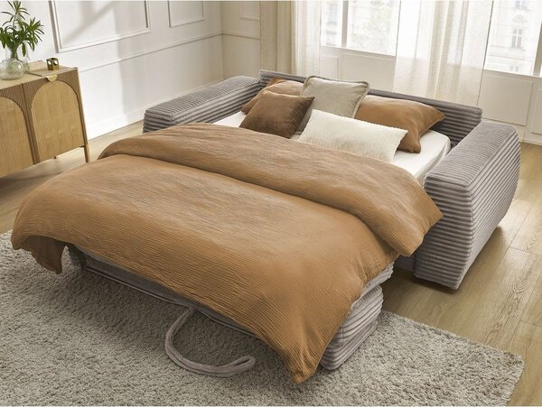 Taupe manšestrová pohovka na každodenní spaní/rozkládací 220 cm Hugo – Bobochic Paris