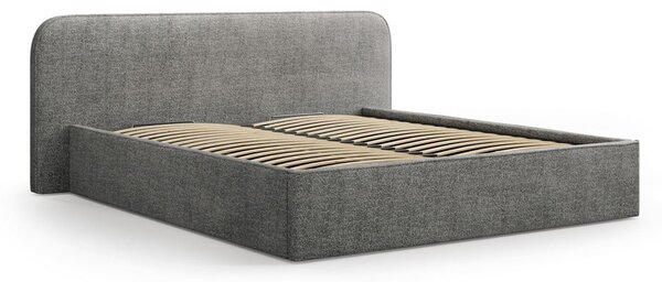 Tmavě šedá čalouněná dvoulůžková postel s úložným prostorem s roštem 180x200 cm Elizabeth – Micadoni