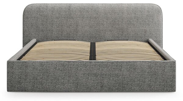 Tmavě šedá čalouněná dvoulůžková postel s úložným prostorem s roštem 180x200 cm Elizabeth – Micadoni