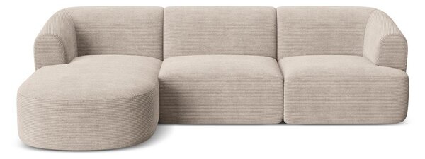 Světle hnědá manšestrová rohová pohovka (levý roh/s lenoškou) Campi – Cosmopolitan Design