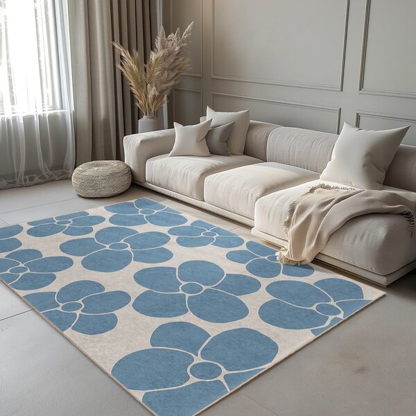 Modrý pratelný koberec 80x150 cm Blue Meadow – Mila Home