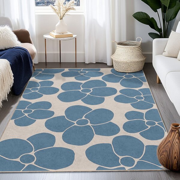 Modrý pratelný koberec 80x150 cm Blue Meadow – Mila Home