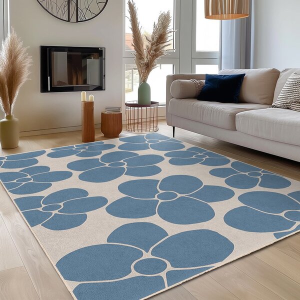Modrý pratelný koberec 80x150 cm Blue Meadow – Mila Home