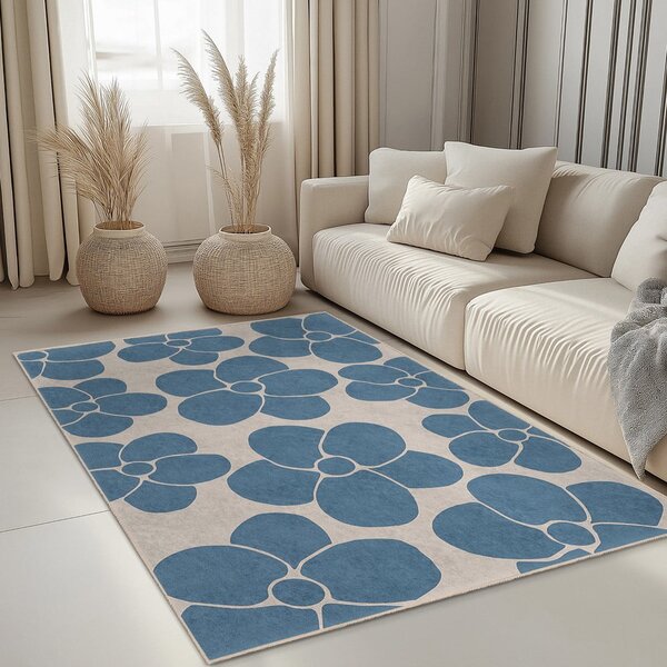 Modrý pratelný koberec 80x150 cm Blue Meadow – Mila Home