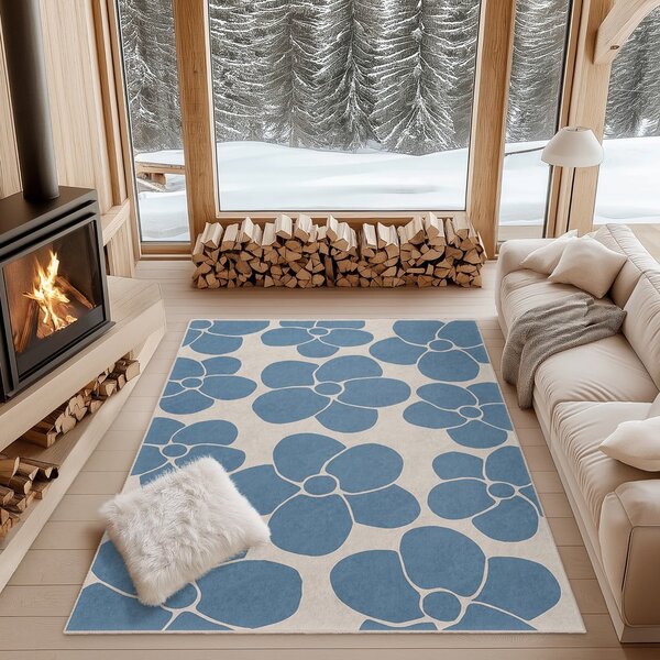 Modrý pratelný koberec 80x150 cm Blue Meadow – Mila Home