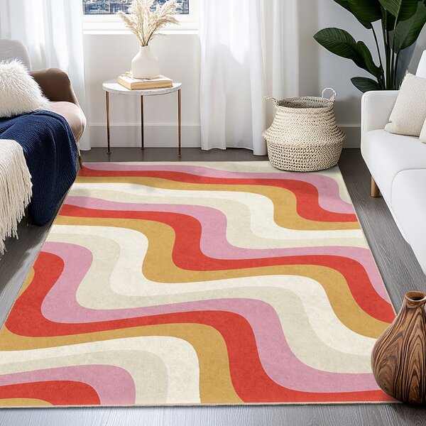Žlutý/růžový pratelný koberec 60x100 cm Creamy Raspberry Swirl – Mila Home