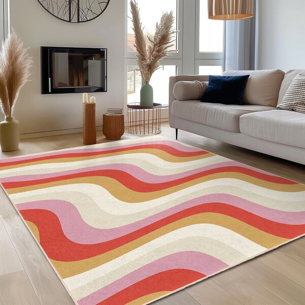 Žlutý/růžový pratelný koberec 60x100 cm Creamy Raspberry Swirl – Mila Home