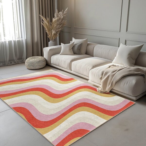 Žlutý/růžový pratelný koberec 60x100 cm Creamy Raspberry Swirl – Mila Home