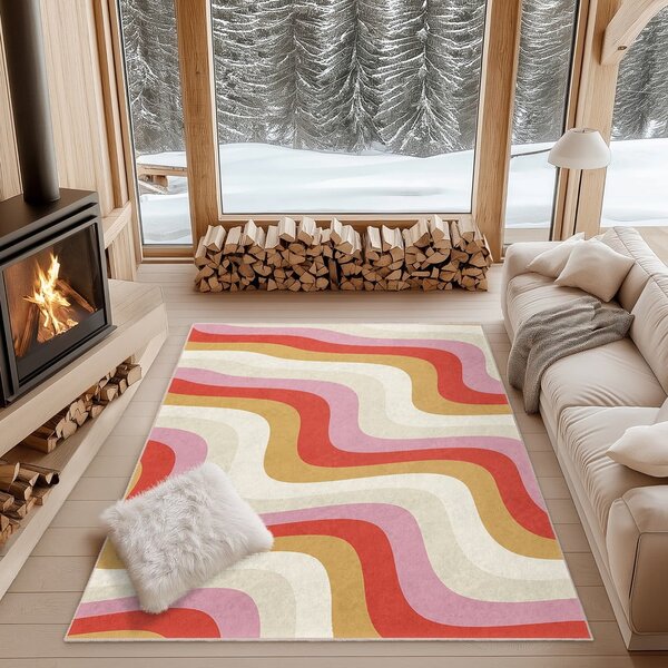 Žlutý/růžový pratelný koberec 60x100 cm Creamy Raspberry Swirl – Mila Home
