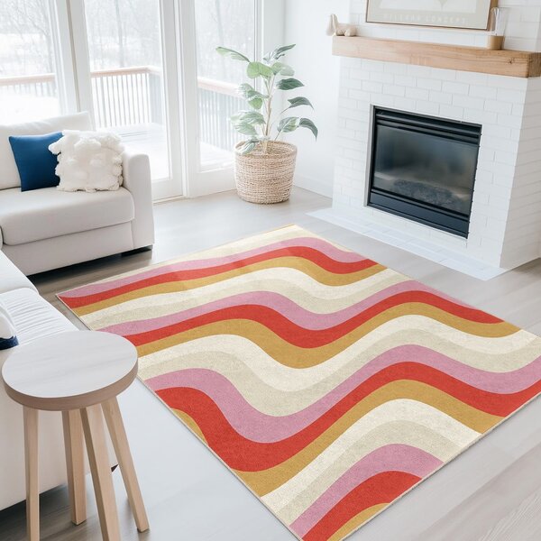 Žlutý/růžový pratelný koberec 60x100 cm Creamy Raspberry Swirl – Mila Home