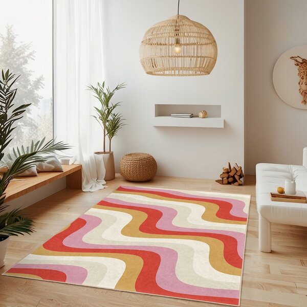 Žlutý/růžový pratelný koberec 60x100 cm Creamy Raspberry Swirl – Mila Home