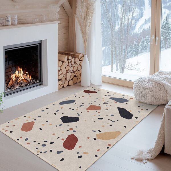Krémový pratelný běhoun 80x200 cm Cracked Terrazzo – Mila Home