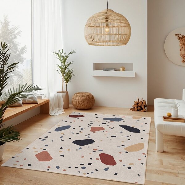 Krémový pratelný běhoun 80x200 cm Cracked Terrazzo – Mila Home