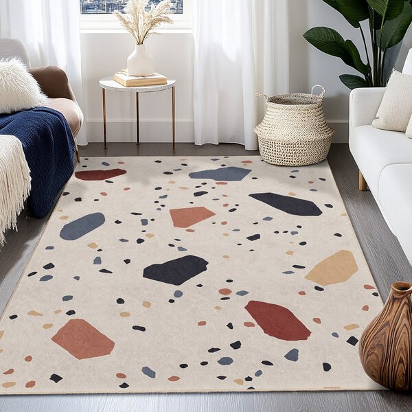 Krémový pratelný běhoun 80x200 cm Cracked Terrazzo – Mila Home