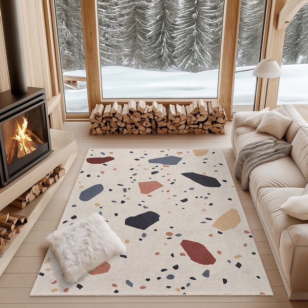Krémový pratelný běhoun 80x200 cm Cracked Terrazzo – Mila Home