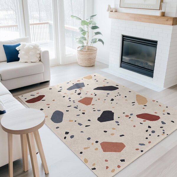 Krémový pratelný běhoun 80x200 cm Cracked Terrazzo – Mila Home