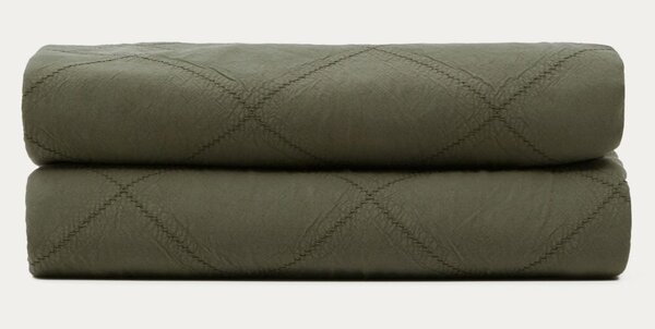 Zelený bavlněný prošívaný přehoz 240x260 cm Serla – Kave Home